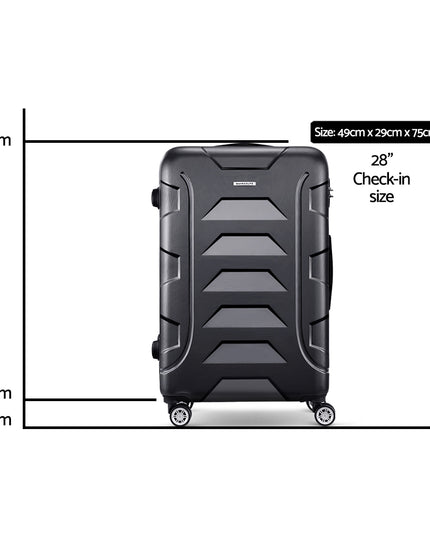 Wanderlite 28" 75cm Luggage Trolley Travel Suitcase Set TSA Hard Case Lightweight Strap