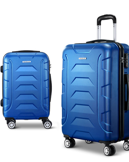 Wanderlite 2pc Luggage Trolley Travel Suitcase Set TSA Hard Case Lightweight Blue