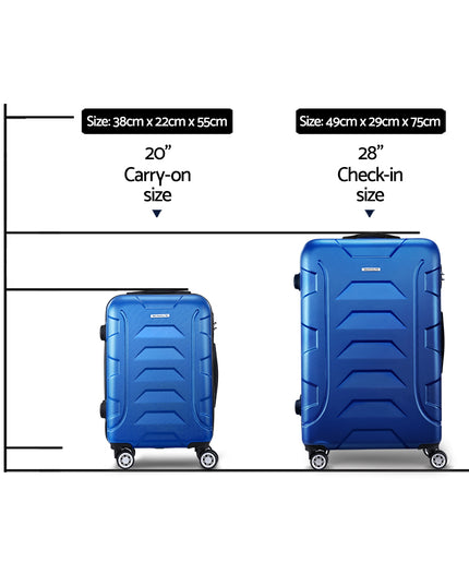 Wanderlite 2pc Luggage Trolley Travel Suitcase Set TSA Hard Case Lightweight Blue