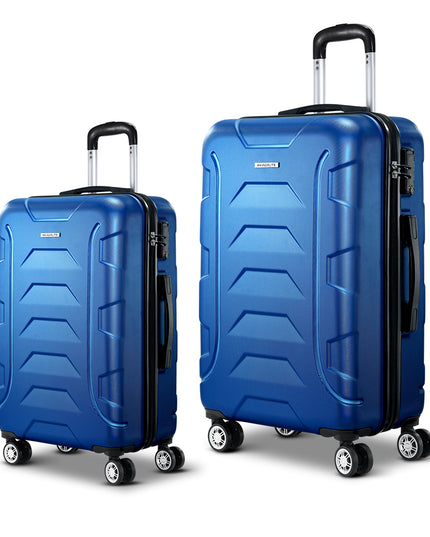 Wanderlite 2pc Luggage Trolley Travel Suitcase Set TSA Hard Case Lightweight Blue