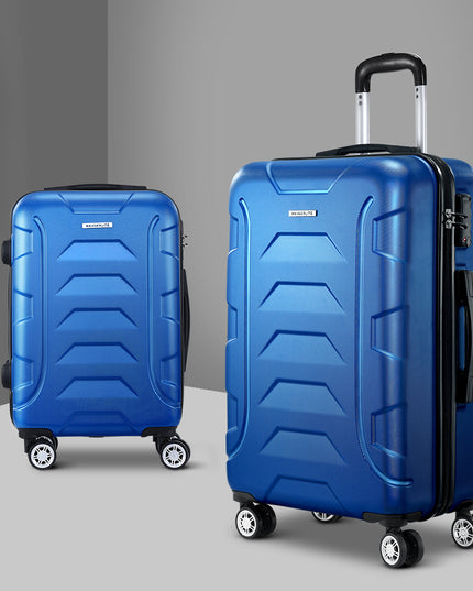 Wanderlite 2pc Luggage Trolley Travel Suitcase Set TSA Hard Case Lightweight Blue