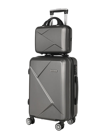 Wanderlite 2pc Luggage 12" 20" Trolley Travel Suitcase Storage Carry On TSA Lock Dark Grey