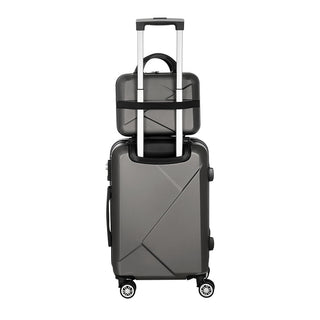 Wanderlite 2pc Luggage 12" 20" Trolley Travel Suitcase Storage Carry On TSA Lock Dark Grey