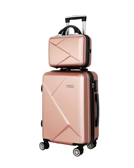 Wanderlite 2pc Luggage 12" 20" Trolley Travel Suitcase Storage Carry On TSA Lock Rose Gold