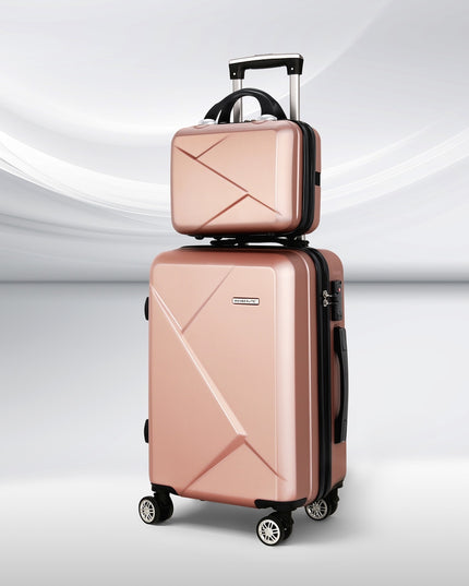 Wanderlite 2pc Luggage 12" 20" Trolley Travel Suitcase Storage Carry On TSA Lock Rose Gold