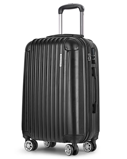 Wanderlite 20" 55cm Luggage Trolley Travel Set Suitcase Carry On Hard Shell Case Sets Lightweight Black