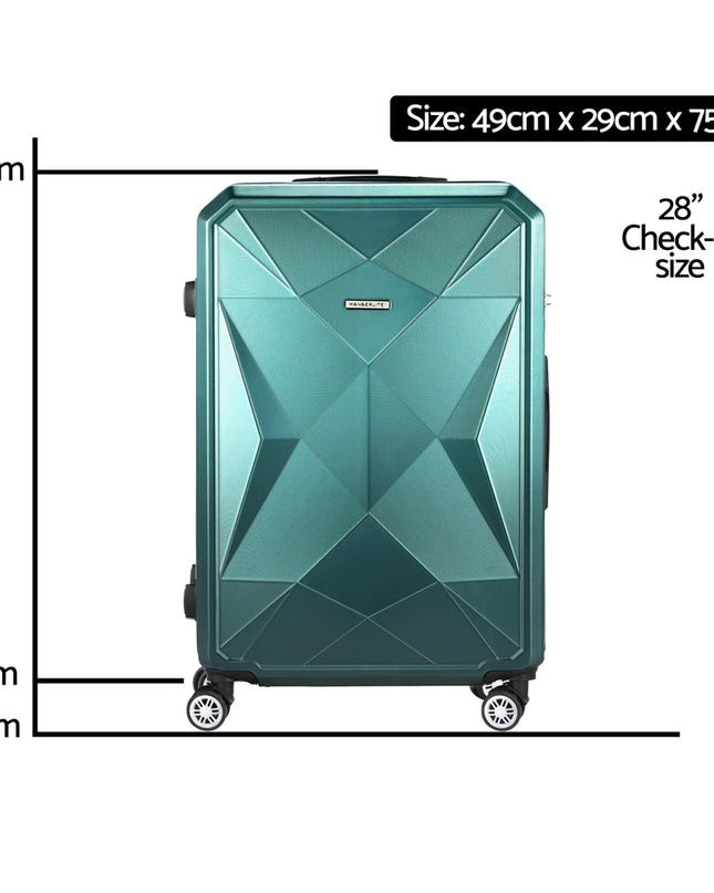 Wanderlite 28" 75cm Luggage Trolley Travel Suitcase Carry On Storage TSA Hardshell Atrovirens