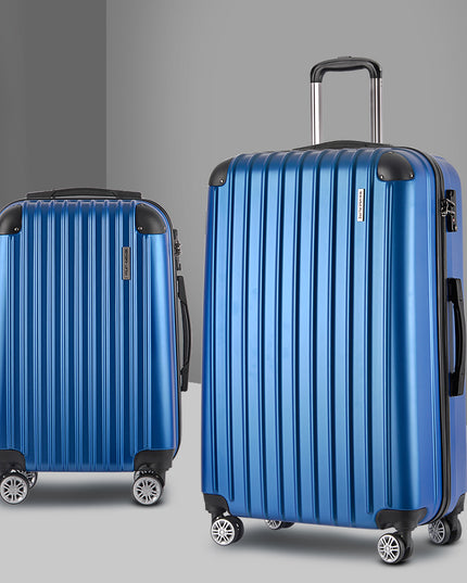 Wanderlite 2pcs Luggage Trolley Set Travel Suitcase Carry On Hard Case Lightweight Blue