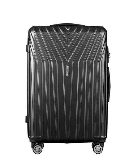 Wanderlite 3pc Luggage Trolley Set Suitcase Travel TSA Hard Case Carry On Black Lightweight