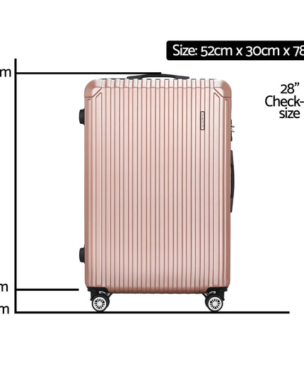 Wanderlite 28'' Luggage Travel Suitcase Set TSA Carry On Hard Case Rose Gold