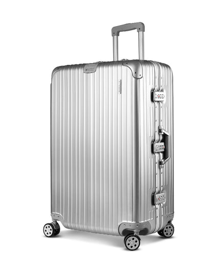 Wanderlite 28" Luggage Trolley Travel Suitcase Set TSA Carry On Lightweight Aluminum Silver