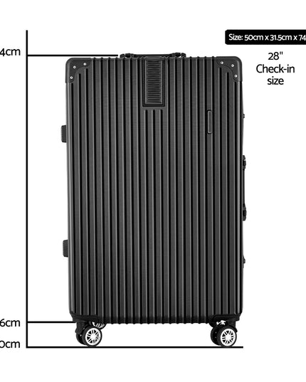 Wanderlite 28" Luggage Trolley Travel Suitcase Set TSA Hard Case Lightweight Aluminum Black