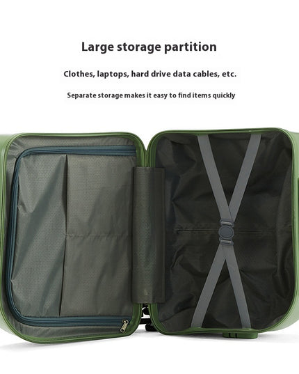 Dark Green 18-Inch Lightweight Carry-On Luggage - Waterproof & Anti-Theft Suitcase with Silent Universal Wheels