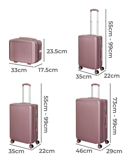 Slimbridge Luggage Suitcase Trolley Rose gold 4pc 14"+20"+24"+28"