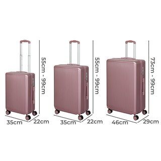 Slimbridge Luggage Suitcase Trolley Rose gold 3pc 20"+24"+28"