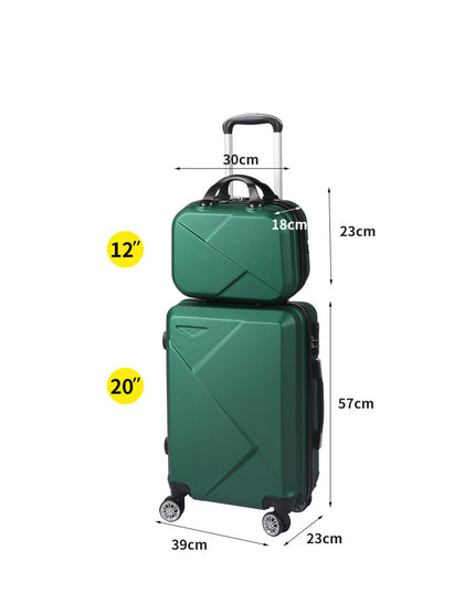 Slimbridge 2pcs 20"Travel Luggage Set Green