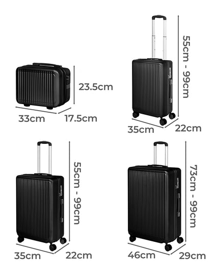 Slimbridge Luggage Suitcase Trolley Black 4pc 14"+20"+24"+28"