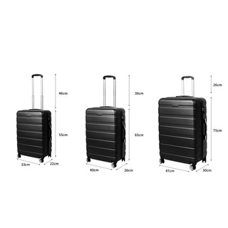 Slimbridge 3PC Luggage sets Suitcase Black